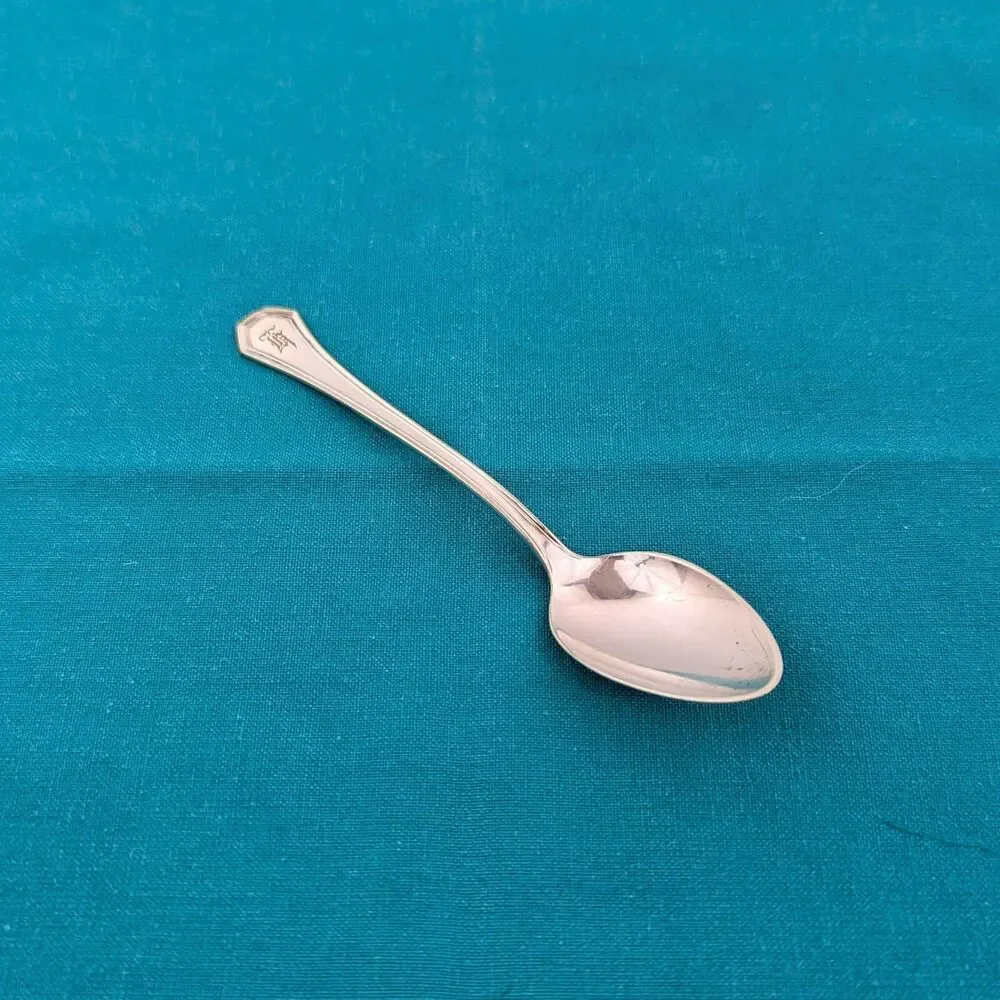 Demitasse Spoon Silverplate Monogrammed Reed & Barton Sierra 4 1/4 Inch 1914